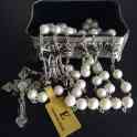 elegantmedical  Rare Handmade Bali Sterling 925 Silver Beads  AAA Real Pearl Rosary  Box